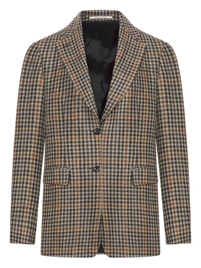 TAGLIATORE CECILY CHECKED SINGLE-BREASTED WOOL BLAZER