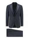 Tagliatore Virgin Wool Tuxedo With Vest In Azul