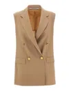 Tagliatore Bernice Double-breasted Sleeveless Blazer In Brown