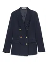 Tagliatore Structured Double-breasted Jacket Gold Buttons In Blue