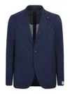 Tagliatore Blue Single-breasted Jacket With Peak Lapel In Wool And Cotton Blend Man In Blue
