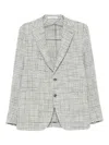 Tagliatore Tailored Grey Jacket With Subtle Plaid Pattern In Gray