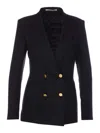 Tagliatore Long Sleeve Double-breasted Jacket With Gold Buttons In Black