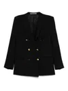 Tagliatore Boucle Double-breasted Jacket Gold-tone Buttons In Black
