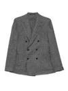 Tagliatore Textured Double-breasted Wool Blend Blazer In Gray