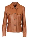 Tagliatore Leather Jacket Jackets Brown In Brown