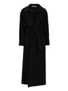 Tagliatore Long Wool Coat Belted Waist In Black