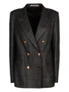 Tagliatore Check Double-breasted Blazer In Black