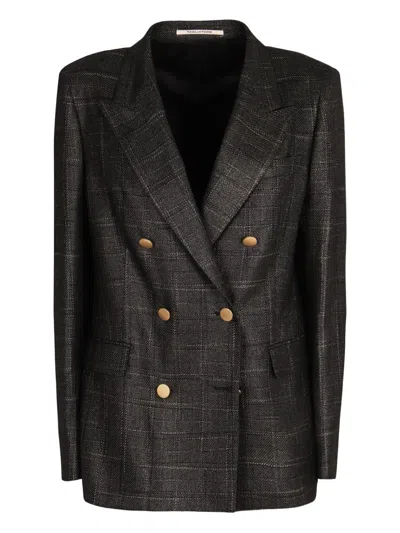 TAGLIATORE CHECK DOUBLE-BREASTED BLAZER