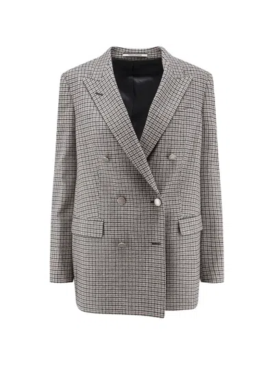 Tagliatore Parigi Pied De Poule Lurex Tailored Blazer In Gray