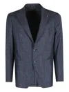Tagliatore Spear Lapel Single-breasted Tailored Blazer In Wool-silk Blend In Blue
