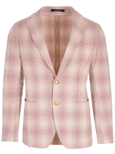 Tagliatore Check Motif Jacket In Beige