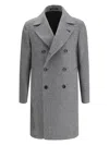 Tagliatore Prince Of Wales Print Coat In Gray