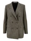 Tagliatore Check-pattern Double-breasted Jacket In Brown
