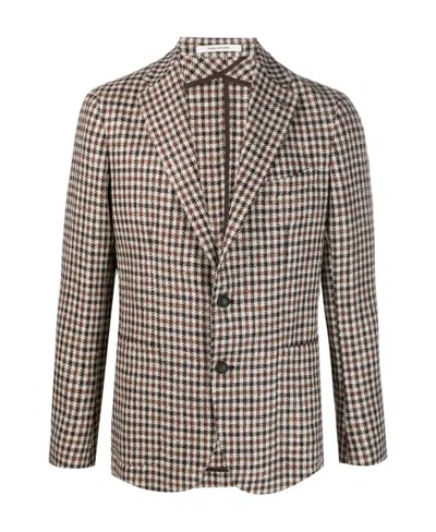 TAGLIATORE CHECK-PATTERN LONG-SLEEVE BLAZER