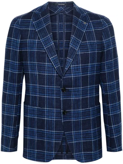 Tagliatore Check-pattern Single-breasted Blazer In Blue