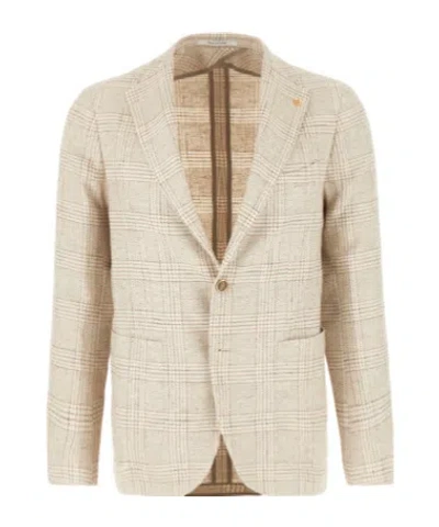 Tagliatore Check-pattern Single-breasted Blazer In Nude
