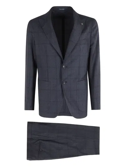 Tagliatore Check-pattern Single-breasted Suit In Blue