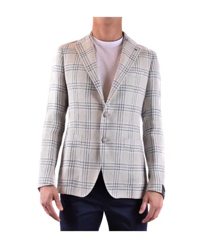 Tagliatore Check-print Single-breasted Blazer In Beige