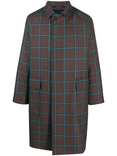 Tagliatore Check-print Single-breasted Coat In Brown
