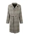 Tagliatore Checked Belted Single-breasted Coat In Gray