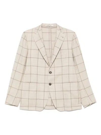 TAGLIATORE CHECK-PRINT WOOL BLAZER
