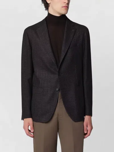 Tagliatore Brown Single-breasted Jacket With A Micro Check Pattern In Silver