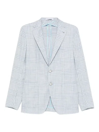 Tagliatore Check Two-button Blazer In Blue