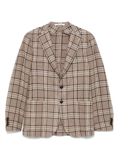 Tagliatore Checked Blazer In Brown