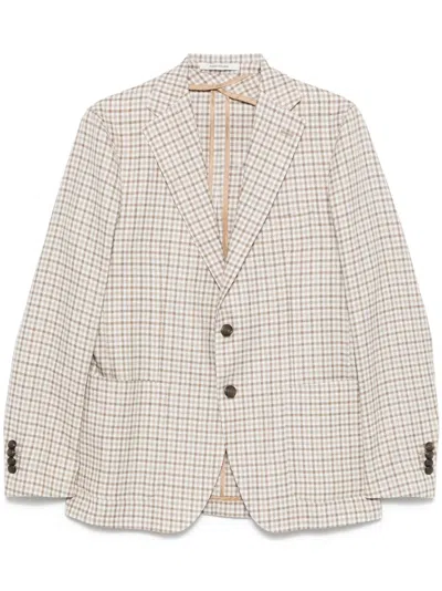 Tagliatore Checked Blazer In White