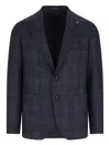 Tagliatore Checked Buttoned Blazer In Blue