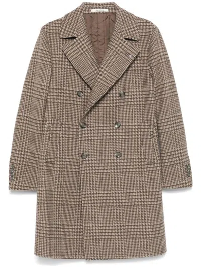 Tagliatore Checked Coat In Brown