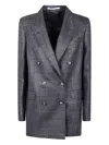 Tagliatore Checked Double-breasted Jacket In Gray
