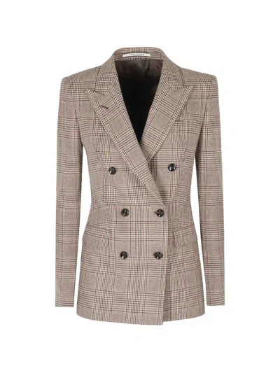 Tagliatore Checked Double-breasted Blazer In Neutral