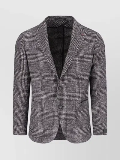 TAGLIATORE CHECKED NOTCH LAPEL JACKET WITH FRONT POCKETS