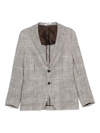 Tagliatore Plaid-pattern Single-breasted Blazer In Gray