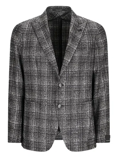 Tagliatore Checked-pattern Two-button Blazer In Gray