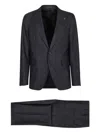 Tagliatore Checked-pattern Two-button Suit In Gray