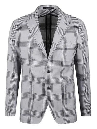 Tagliatore Checked Single-breasted Blazer In Gray