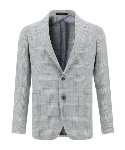 Tagliatore Checked Single-breasted Blazer In Gray