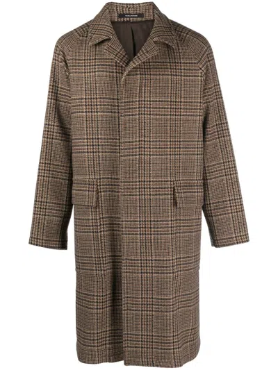 Tagliatore Checked Single-breasted Coat In Brown
