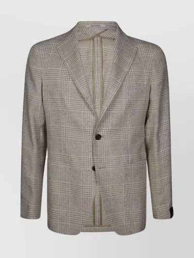 Tagliatore Checked Single-breasted Jacket Notch Lapel In Gray