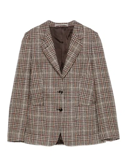 Tagliatore Checked Two-button Blazer In Brown
