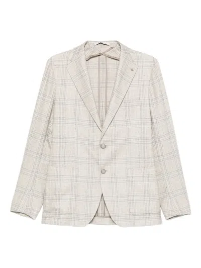 Tagliatore Checked Two-button Blazer In Neutral
