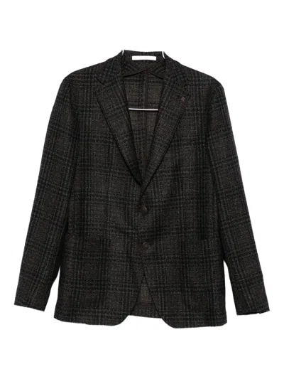 Tagliatore Checked Wool-blend Blazer In Black