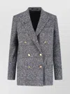 Tagliatore Tailored Double-breasted Jacket With Textured Plaid Pattern In Gray