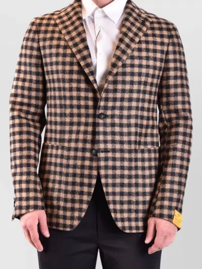 TAGLIATORE CHECKERED FRONT POCKETS LONG SLEEVES BLAZERS