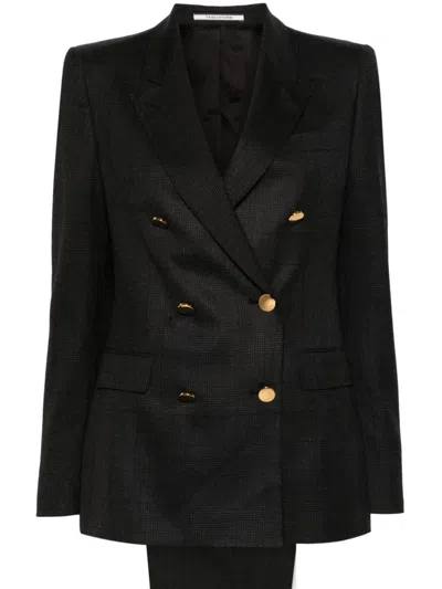 Tagliatore Double-breasted Wool Blazer In Black