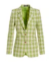 Tagliatore Paris Checkered Blazer Jacket With Front Pockets In Nude