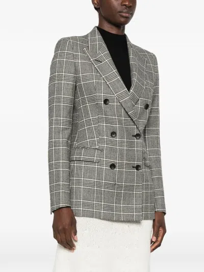 Tagliatore Check-pattern Double-breasted Blazer In Black